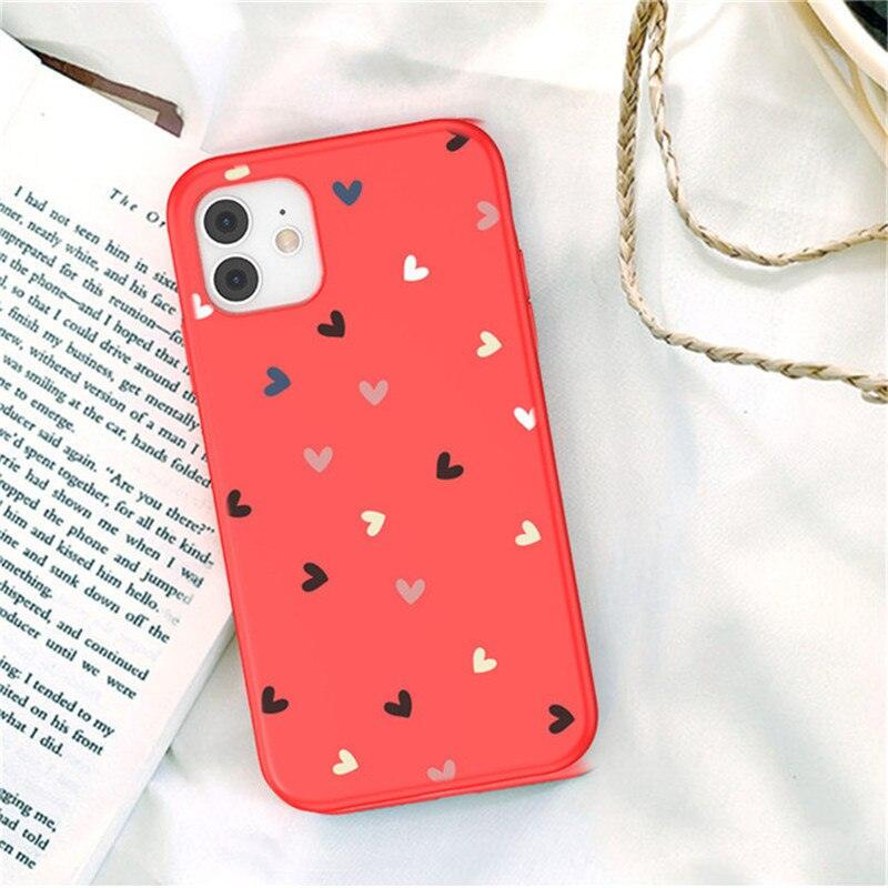 Candy Color Cute Love Heart Phone Case For iPhone 11 Pro Max 7 8 Plus X XS Max XR Soft Silicon Back Cover Cute Pattern Design Silicone Vintage Floral Case Women Girls Soft Scratch-Resistant Case