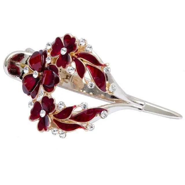 Charming Colorful Flower Red Hair Clip For Women Fashionable Design Beautiful Women Vintage Wedding Hair Clips Lightweight Hair Jewelry Excellent Women Gift