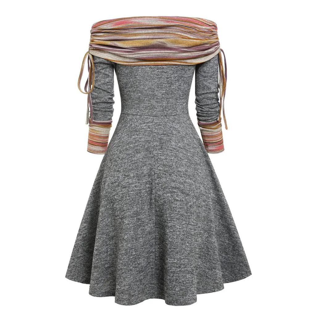 Cinched Striped Flare Dress
