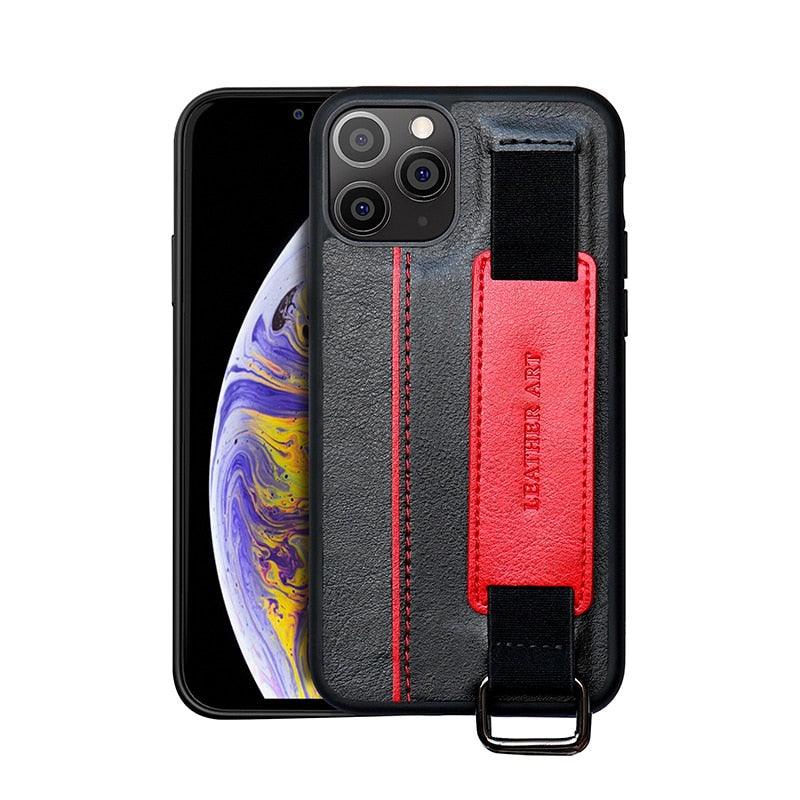Classic Vintage Design Leather Belt Style With Strap Case for iPhone 14 13 12 Mini 11 Pro Max XS XR Max 8 7 6S Plus PU Leather Wristband Card Holder Full Cover Business Simple Iphone Case For Men And Women