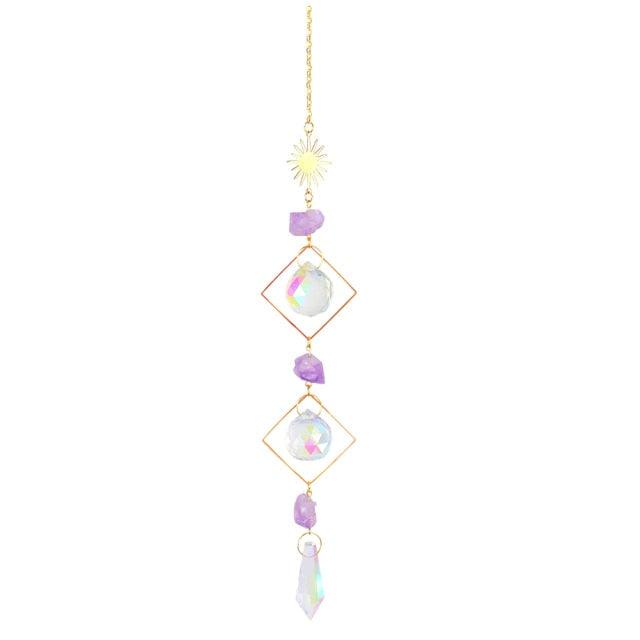 Colorful Crystals Star Sun Wind Chimes Hexagon Diamond Chandelier Lamps Light Pendant Crystals Glass Pendants Prisms Hanging Light Catcher Rainbow Make Window Curtains Home Room Decor  Hanging Ornament For Home Decoration