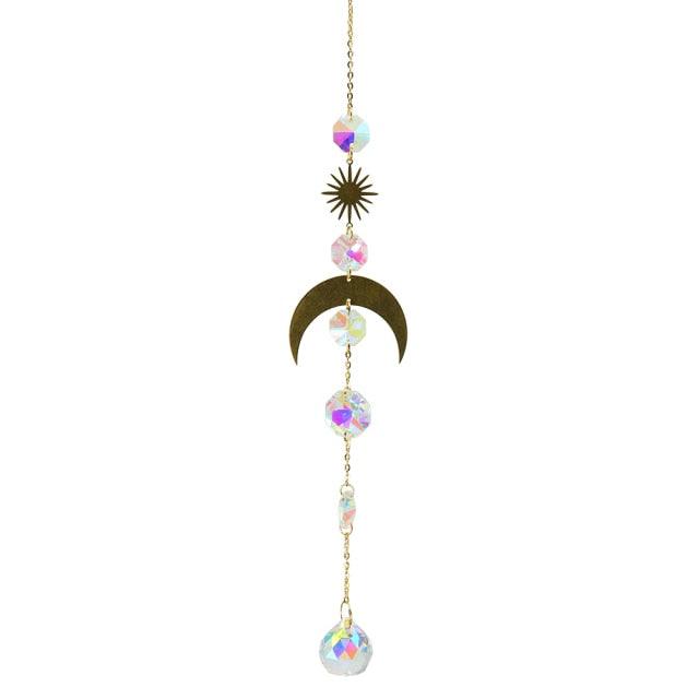 Colorful Crystals Star Sun Wind Chimes Hexagon Diamond Chandelier Lamps Light Pendant Crystals Glass Pendants Prisms Hanging Light Catcher Rainbow Make Window Curtains Home Room Decor  Hanging Ornament For Home Decoration