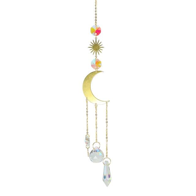 Colorful Crystals Star Sun Wind Chimes Hexagon Diamond Chandelier Lamps Light Pendant Crystals Glass Pendants Prisms Hanging Light Catcher Rainbow Make Window Curtains Home Room Decor  Hanging Ornament For Home Decoration