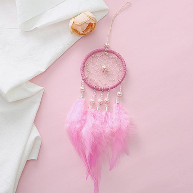 Colorful Decorative Dream Catcher Handmade Traditional Feather Wall Hanging Dream-catcher Pendant Creative Wall Decoration Craft Ornament For Car Hanging kids Room Home Wind Chimes Decorations