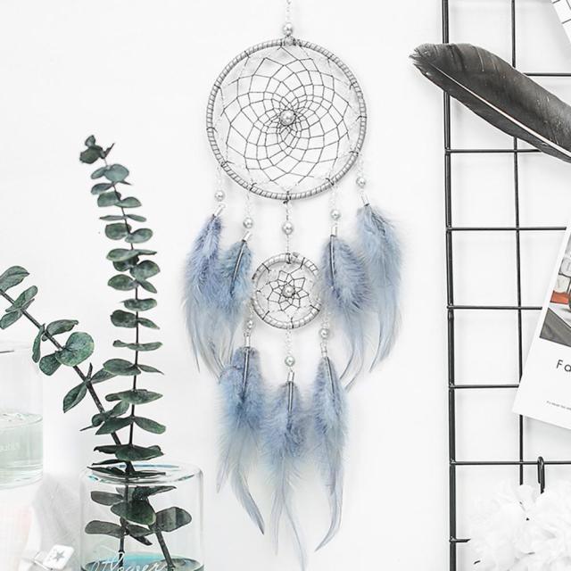 Colorful Decorative Dream Catcher Handmade Traditional Feather Wall Hanging Dream-catcher Pendant Creative Wall Decoration Craft Ornament For Car Hanging kids Room Home Wind Chimes Decorations