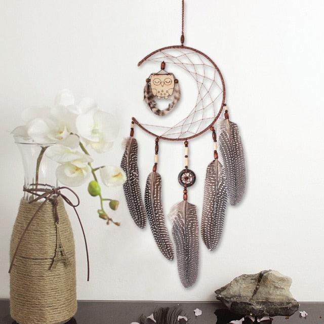 Colorful Decorative Dream Catcher Handmade Traditional Feather Wall Hanging Dream-catcher Pendant Creative Wall Decoration Craft Ornament For Car Hanging kids Room Home Wind Chimes Decorations