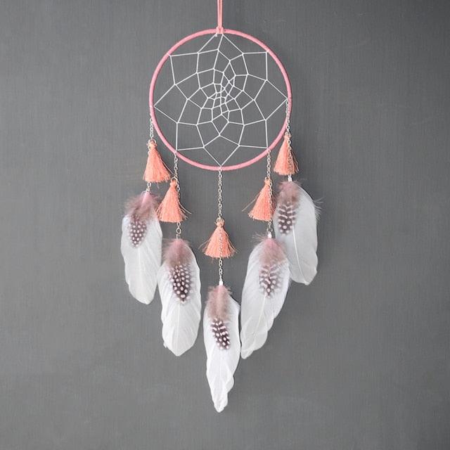 Colorful Decorative Dream Catcher Handmade Traditional Feather Wall Hanging Dream-catcher Pendant Creative Wall Decoration Craft Ornament For Car Hanging kids Room Home Wind Chimes Decorations