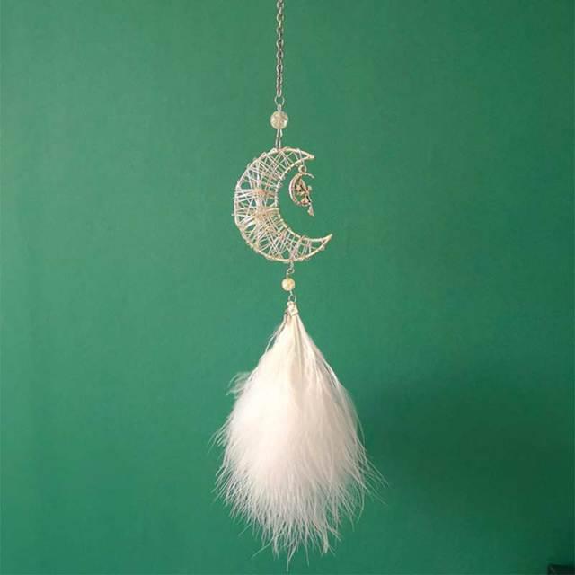 Colorful Decorative Dream Catcher Handmade Traditional Feather Wall Hanging Dream-catcher Pendant Creative Wall Decoration Craft Ornament For Car Hanging kids Room Home Wind Chimes Decorations