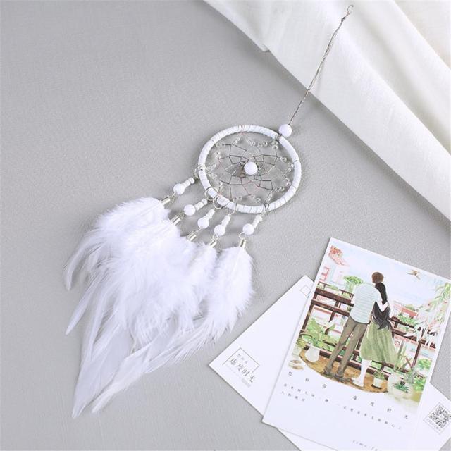 Colorful Decorative Dream Catcher Handmade Traditional Feather Wall Hanging Dream-catcher Pendant Creative Wall Decoration Craft Ornament For Car Hanging kids Room Home Wind Chimes Decorations