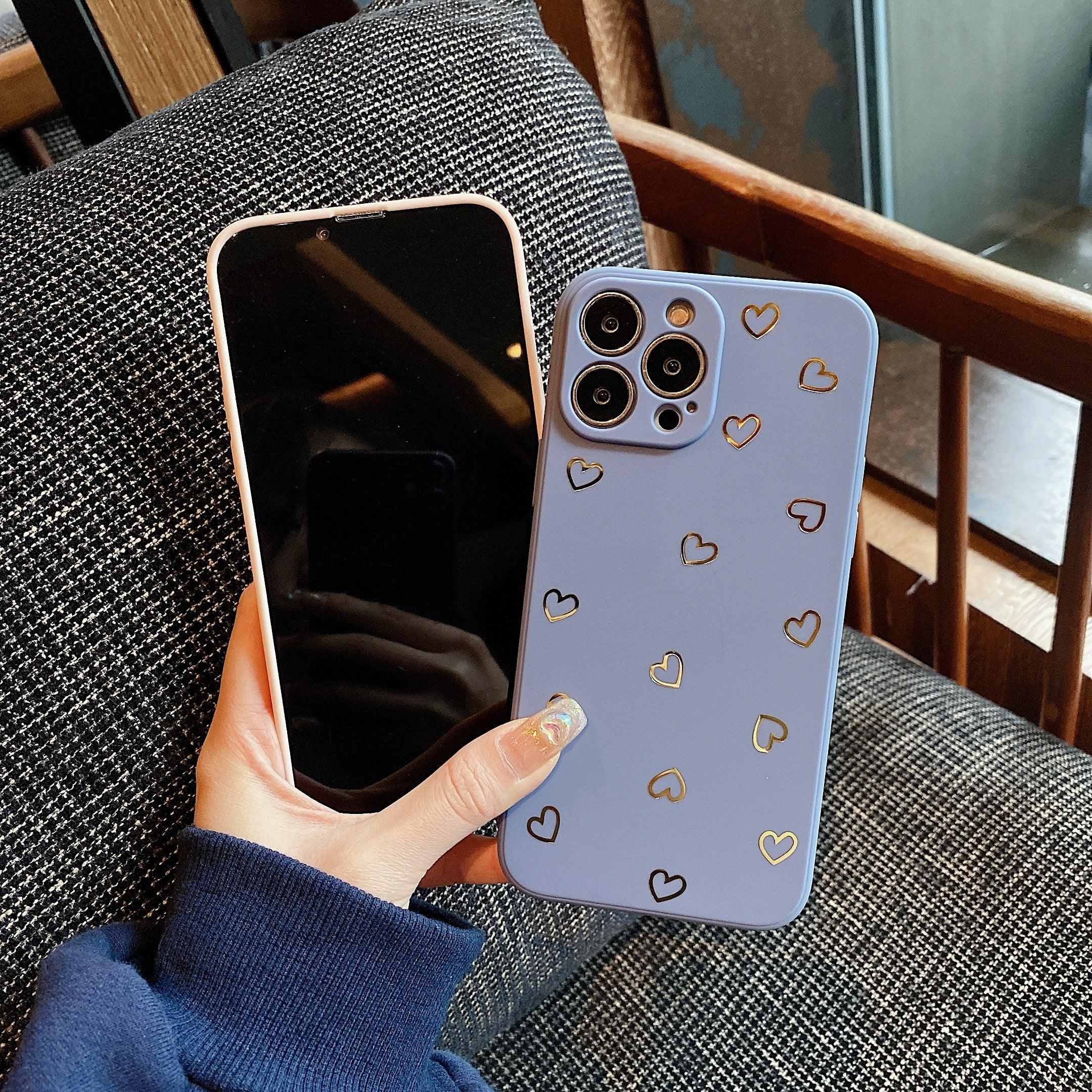 Colorful Silicone Case Soft Protection Cute Pattern Cute Little Heart Phone Case For iPhone 14 Pro Max 13 12 11 X XR XS Max 7 8 Plus Silicone Camera Back Case Cover