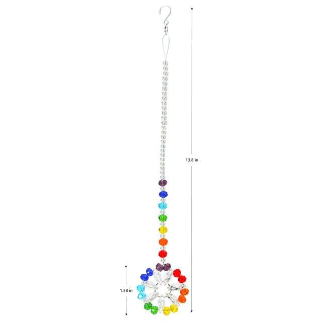 Colorful Window Sun-catcher & Wind Chimes Wreath Crystal Sunburst Hanging Prism Ornament Outdoor Celebration Gift Giving Thanks Giving Handmade Pendant For Home Garden Car Decor