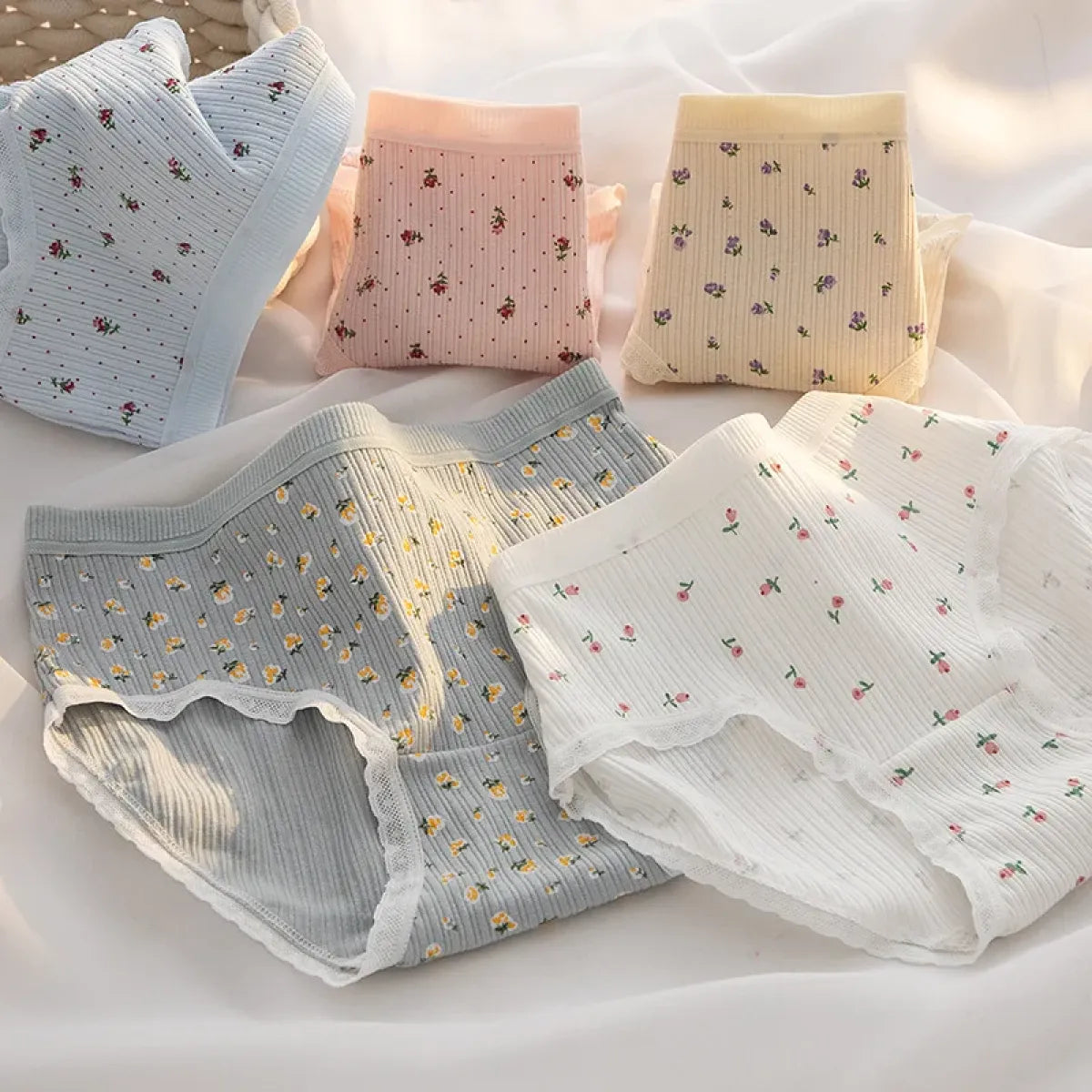 5-Pack Cotton Panties for Women - Plus Size Cute Soft Briefs Sexy Lingerie