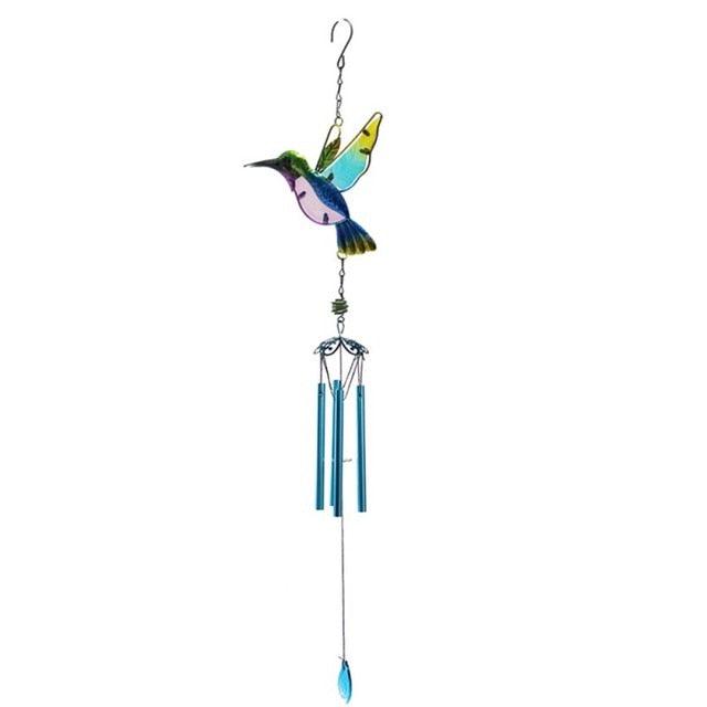 Creative Memory Wind Chimes Outdoor Metal Glass Wind Chimes Cute Hummingbird Owl Butterfly Wind Chimes Hanging Ornament Home Decoration Wind Bells Crafts For Mom Outdoor Stained Glass Chime For Garden Home Window Decor Memorial Gifts Housewarming Decor