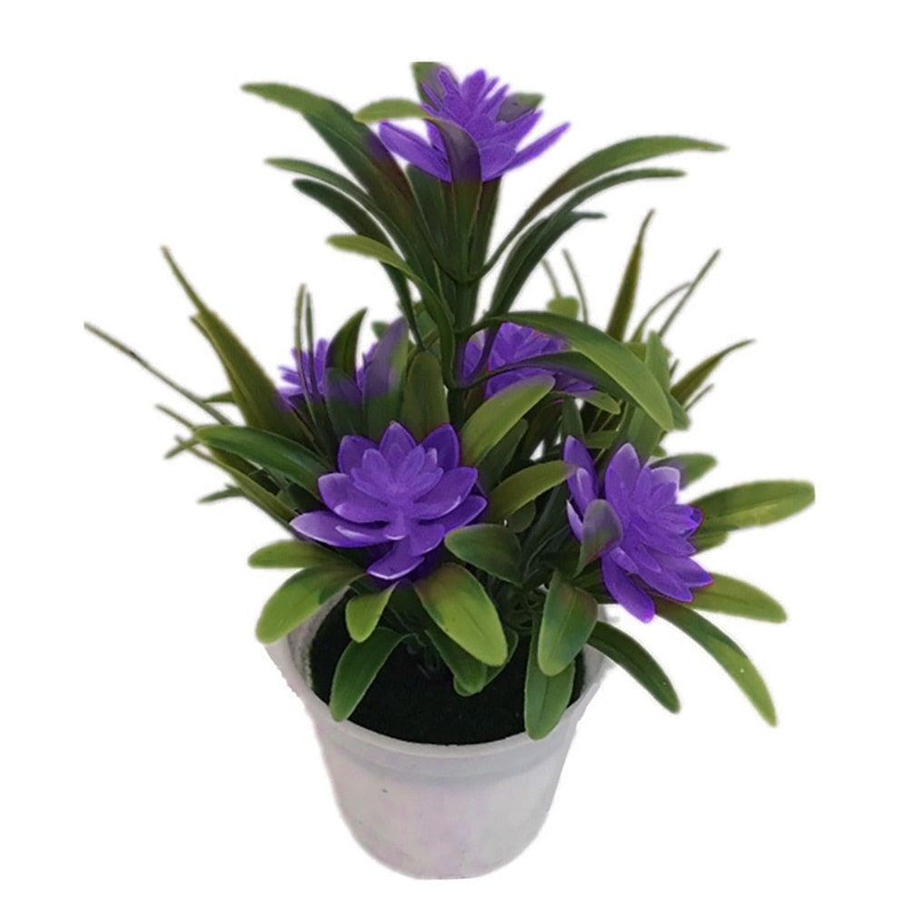 Creative Mini Artificial Fake Flower Potted Bonsai for Christmas New Year Wedding Party Garden Resturant Table Home Decor Mini Potted Plastic Succulents for Home Office Room Decor