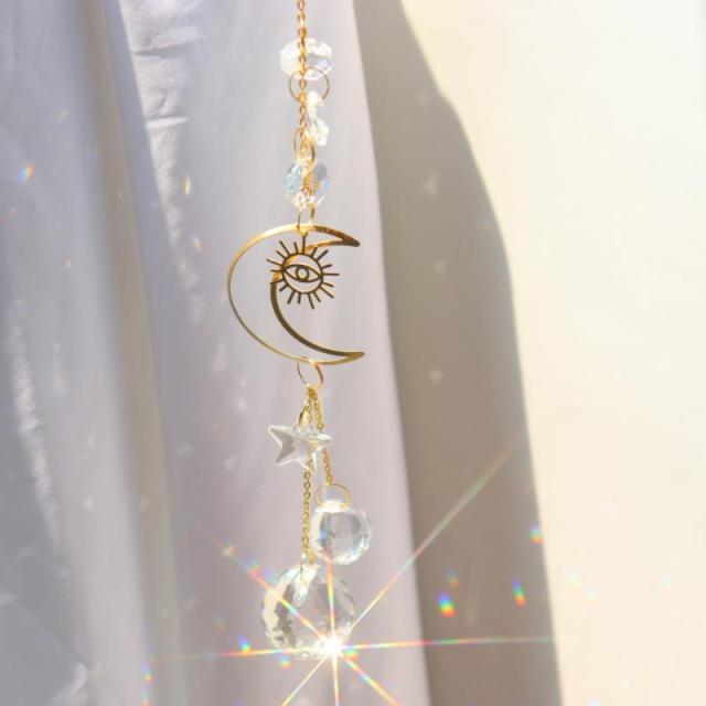 Crystal Colorful Sun Light  Catching Sphere Chandelier Lamps Light Crystals Glass Pendants Wind Chime Household Indoor Window Hanging Decoration Outdoor Gardening Colorful Hanging Pendant For Home Decor