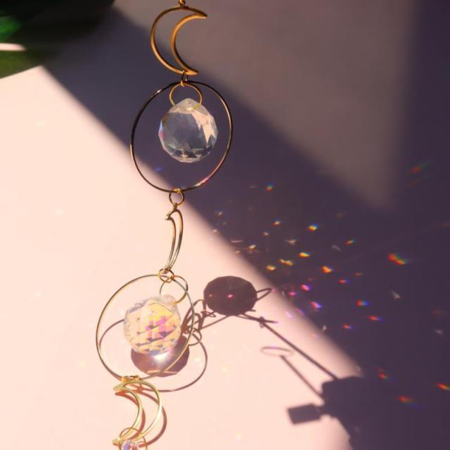 Crystal Colorful Sun Light  Catching Sphere Chandelier Lamps Light Crystals Glass Pendants Wind Chime Household Indoor Window Hanging Decoration Outdoor Gardening Colorful Hanging Pendant For Home Decor
