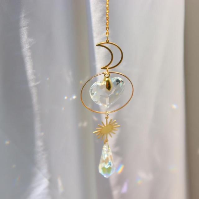 Crystal Colorful Sun Light  Catching Sphere Chandelier Lamps Light Crystals Glass Pendants Wind Chime Household Indoor Window Hanging Decoration Outdoor Gardening Colorful Hanging Pendant For Home Decor