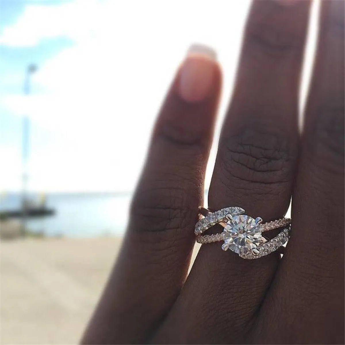 Crystal Decorated Wedding Ring