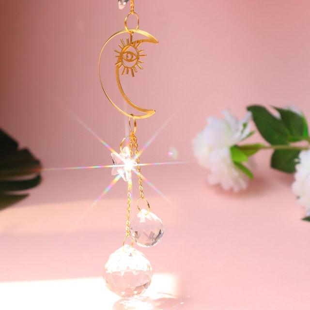 Crystal Hanging Sun-catchers Beads Colorful Chandelier Wind Chime Handmade Pendant Hanging Drop For Garden Window Curtain Chandelier Home Decor Christmas Pendant Gifts Ornament For Garden Window Car Wedding Plants