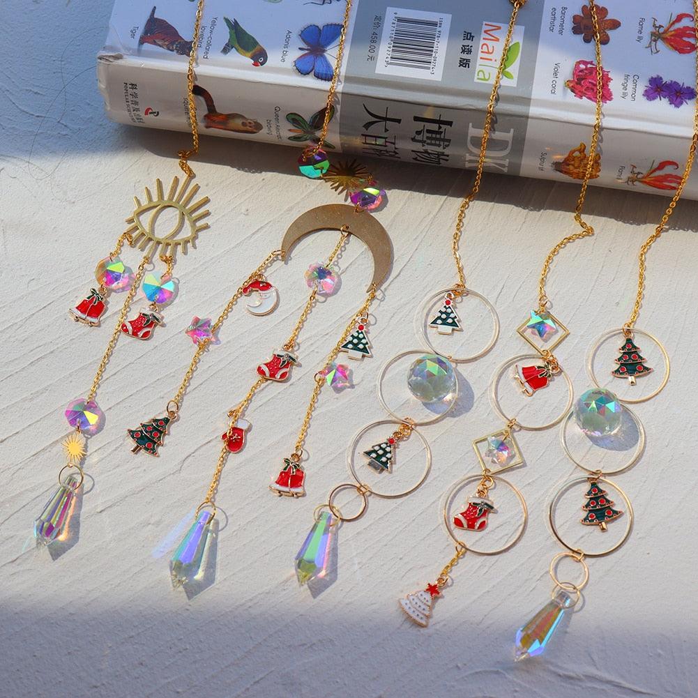 Crystal Hanging Sun-catchers Beads Colorful Chandelier Wind Chime Handmade Pendant Hanging Drop For Garden Window Curtain Chandelier Home Decor Christmas Pendant Gifts Ornament For Garden Window Car Wedding Plants