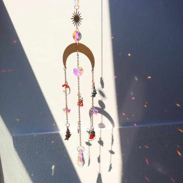 Crystal Hanging Sun-catchers Beads Colorful Chandelier Wind Chime Handmade Pendant Hanging Drop For Garden Window Curtain Chandelier Home Decor Christmas Pendant Gifts Ornament For Garden Window Car Wedding Plants