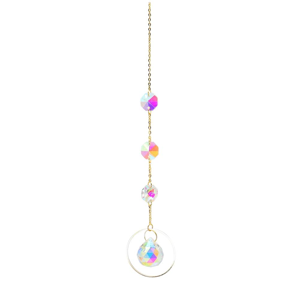 Crystal Wind Chime Star Moon Pendant Sun  Plated Crystal Rainbow Sun-catcher Glass Beads Ball Pendant Hanging Prism Drop Sun Catchers For Windows Home Garden Decoration Gift Colorful Beads Hanging Drop for Outdoor Indoor Garden Decor