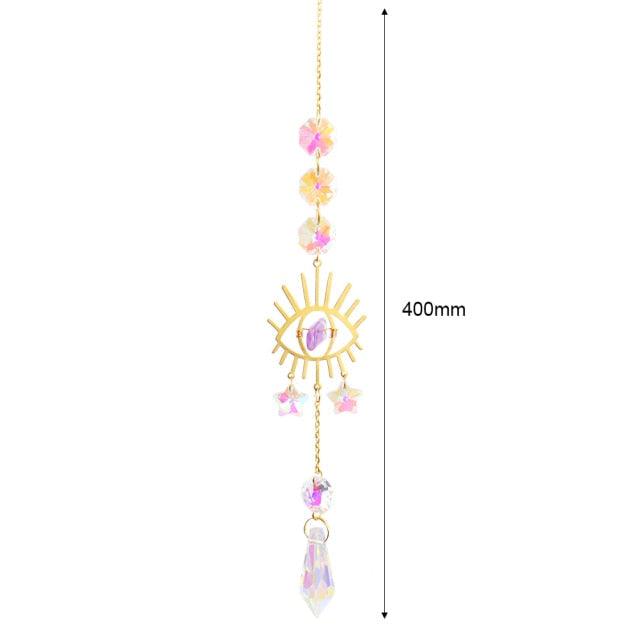 Crystal Wind Chime Star Moon Sun Pendant Indoor Window For Window in Garden Starry Sky Decor Catchers with Crystals  Dream Sun Catchers Plated Colorful Beads Hanging Drop for Outdoor Garden Moon Prism