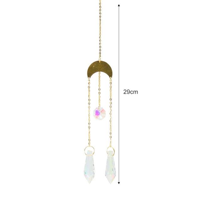 Crystal Wind Chime Star Moon Sun Pendant Indoor Window For Window in Garden Starry Sky Decor Catchers with Crystals  Dream Sun Catchers Plated Colorful Beads Hanging Drop for Outdoor Garden Moon Prism