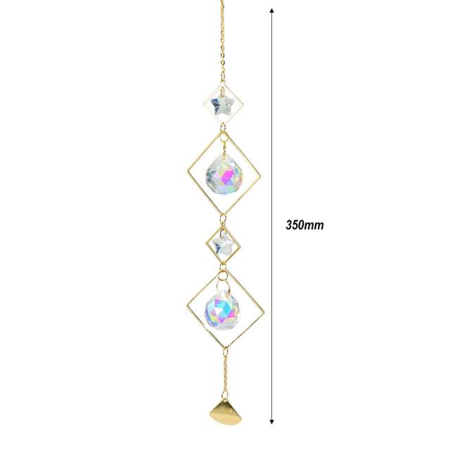 Crystal Wind Chime Star Moon Sun Pendant Indoor Window For Window in Garden Starry Sky Decor Catchers with Crystals  Dream Sun Catchers Plated Colorful Beads Hanging Drop for Outdoor Garden Moon Prism