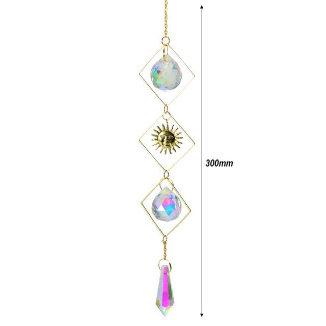 Crystal Wind Chime Star Moon Sun Pendant Indoor Window For Window in Garden Starry Sky Decor Catchers with Crystals  Dream Sun Catchers Plated Colorful Beads Hanging Drop for Outdoor Garden Moon Prism