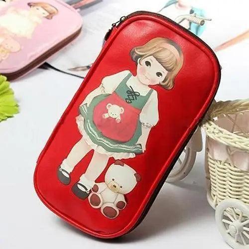 Cute Doll Pattern Pencil Case For Girls Colorful Pen Holder Case For Students Elegant Style School Accessories  Pencil Pouch Pen Bag Multipurpose Travel Bags For School