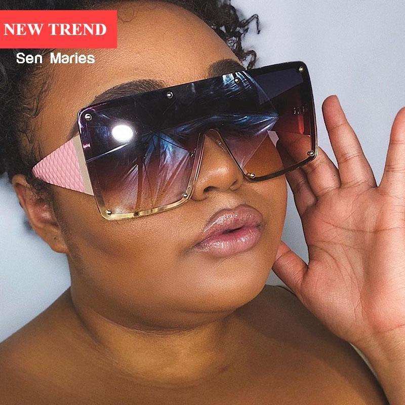 New Square Sunglasses  For Women Fashion Oversized Metal Frame Vintage Glasses Retro Gradient Colors Glass With UV400 Protection