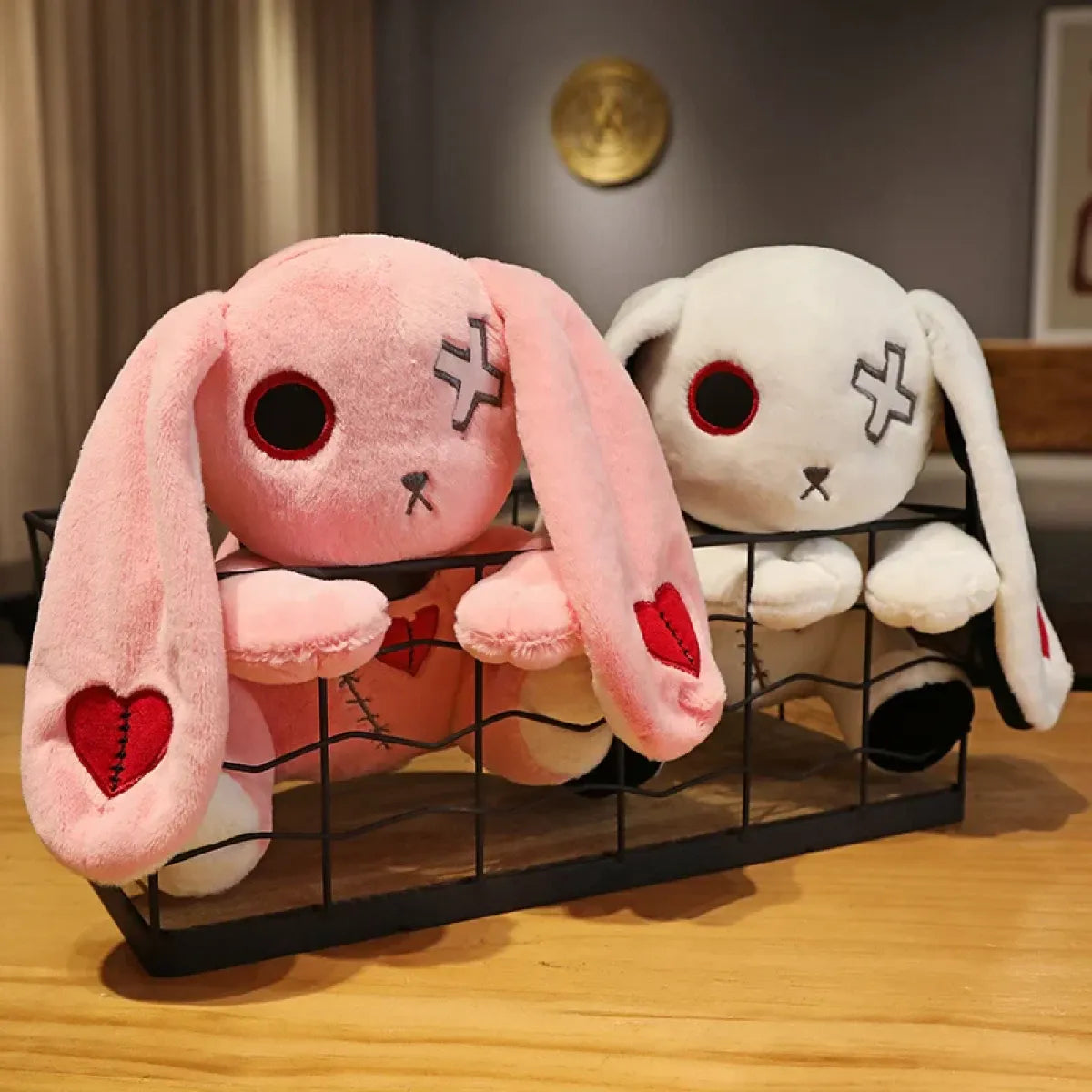 Dark Series Plush Bunny Toy - Gothic Rock Style Easter Rabbit Plushie