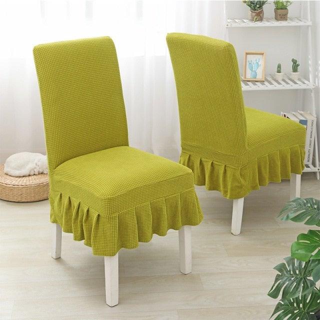 Dining Room Hotel Ceremony Banquet Wedding Party Solid Color Spandex Skirt Chair Cover for Dining Room Kitchen Banquet Chair Slipcover Stretch Elastic Wedding Chair Decoration