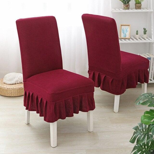 Dining Room Hotel Ceremony Banquet Wedding Party Solid Color Spandex Skirt Chair Cover for Dining Room Kitchen Banquet Chair Slipcover Stretch Elastic Wedding Chair Decoration
