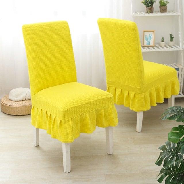 Dining Room Hotel Ceremony Banquet Wedding Party Solid Color Spandex Skirt Chair Cover for Dining Room Kitchen Banquet Chair Slipcover Stretch Elastic Wedding Chair Decoration