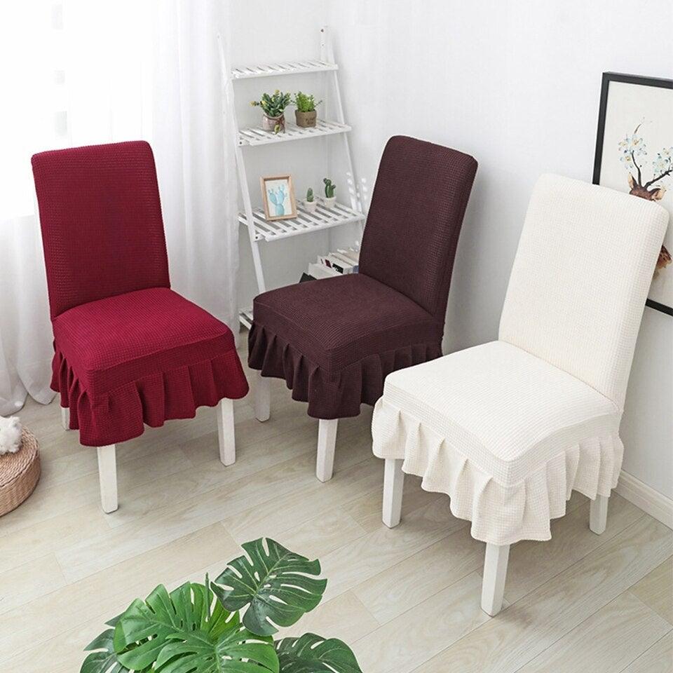 Dining Room Hotel Ceremony Banquet Wedding Party Solid Color Spandex Skirt Chair Cover for Dining Room Kitchen Banquet Chair Slipcover Stretch Elastic Wedding Chair Decoration