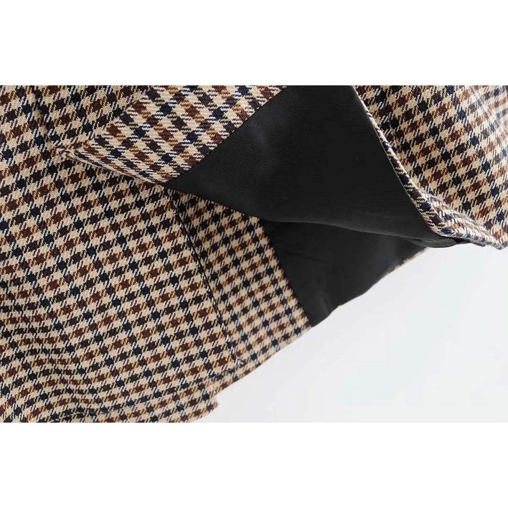 Double Breasted Checkered Blazer