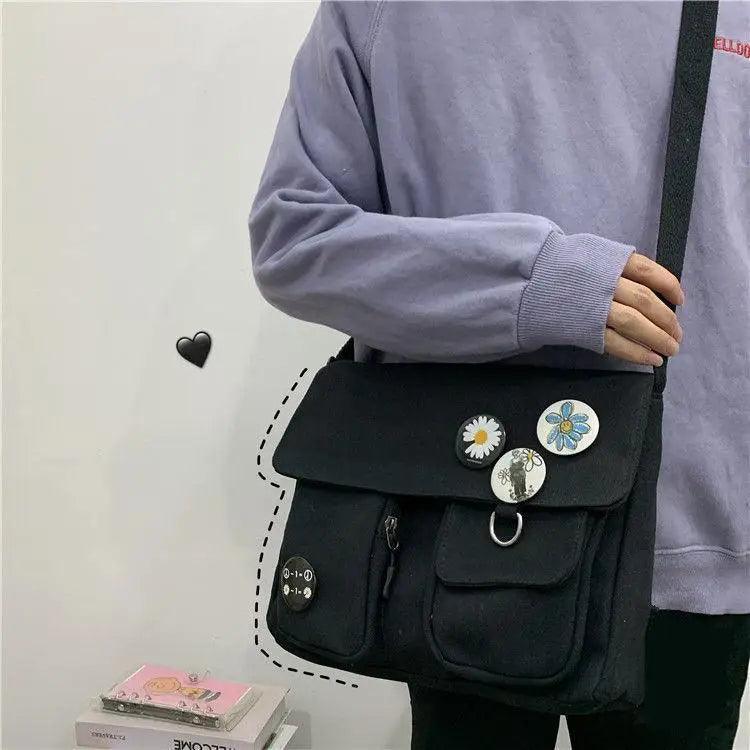 Durable Canvas Diagonal Cross Bag Youth Fashion And Casual Version Ladies Large Capacity Shoulder Bag For Women And Girls
