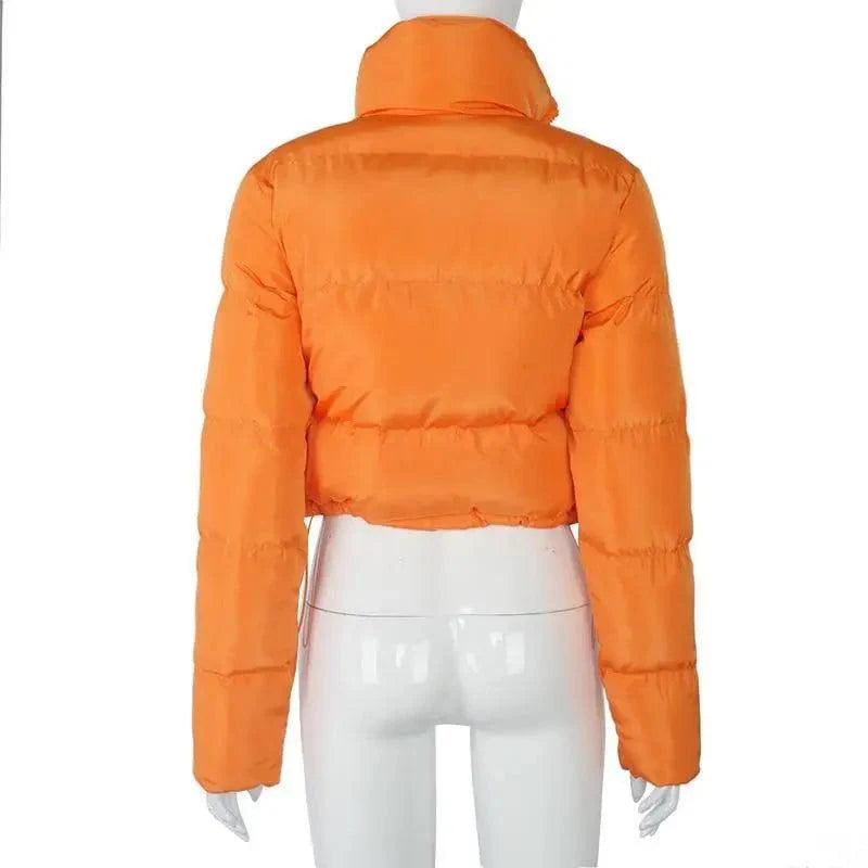 Durable Faux PU Leather Bubble Puffer Winter Warm Jacket Women Coats Long Sleeve Outerwear Zipper Casual Slim jacket