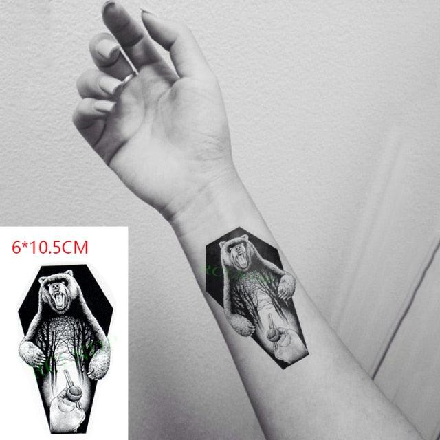 Elegant Black Waterproof Temporary Tattoo Stickers Moon Hill Modern Body Art Stickers Hand Foot High Quality For Womens
