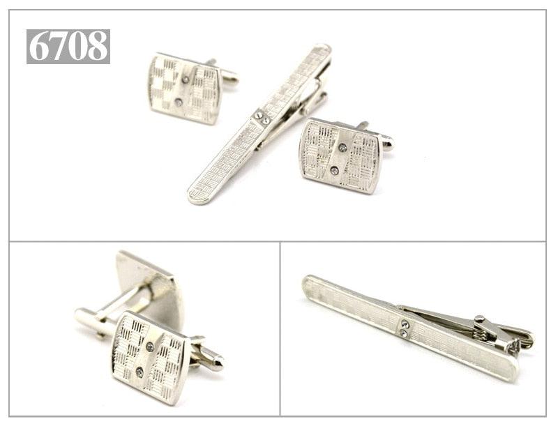 Elegant Gold Color Tie Clip And Cufflink Set For Men Classic Cufflinks Tie Clip Set Men Novelty Cuff Links Elegant Tie Bar Gifts For Wedding Classic Tie Clips Cufflinks Sets Unique Vintage Men Jewelry For Party