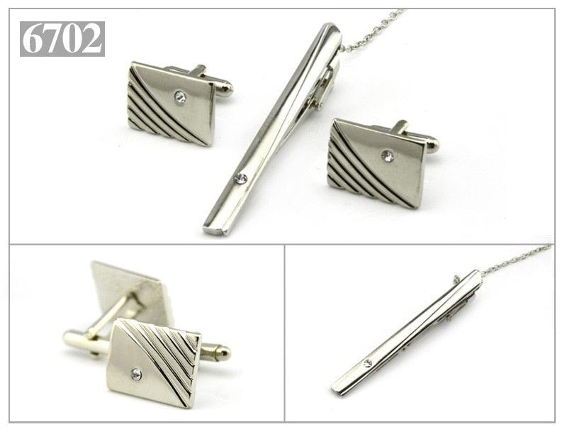 Elegant Gold Color Tie Clip And Cufflink Set For Men Classic Cufflinks Tie Clip Set Men Novelty Cuff Links Elegant Tie Bar Gifts For Wedding Classic Tie Clips Cufflinks Sets Unique Vintage Men Jewelry For Party