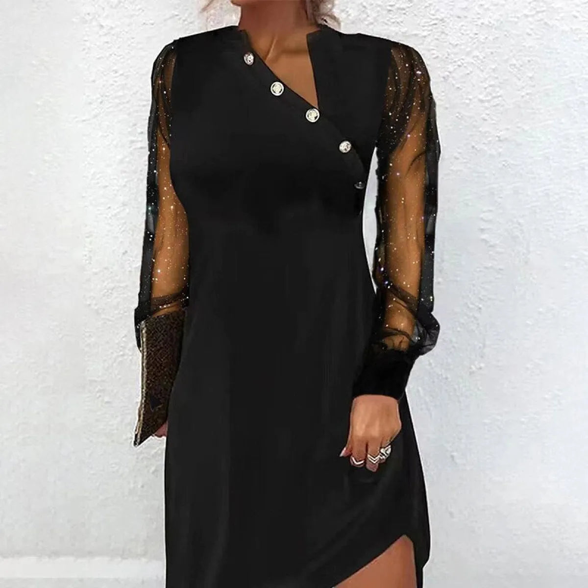 Elegant Mesh Sleeve Mini Dresses