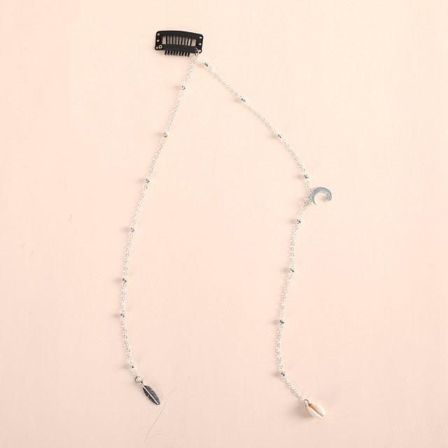 Fashion Elegant Women Lady Rhinestone Shell Crystal Tassel Long Chain Beads Dangle Hairpin Side Clip Gorgeous Hair Accessories For Women