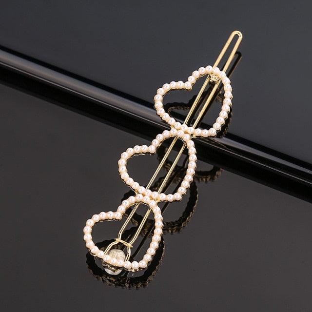 Fashion Pearl Hair Clip Women Girls Elegant Design Triangular Star Round Hairpin Barrette Hair Pins Ponytail Gorgeous Hair Accessories For Women