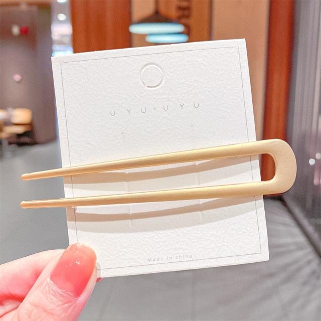 Fashion U Shape Metal Hair Sticks For Women Hair Clips Hair Accessories Elegant Simple Gold Color Hairpins Girl Headwear Jewelry Gorgeous Hair Accessories For Women