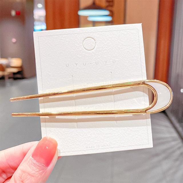Fashion U Shape Metal Hair Sticks For Women Hair Clips Hair Accessories Elegant Simple Gold Color Hairpins Girl Headwear Jewelry Gorgeous Hair Accessories For Women