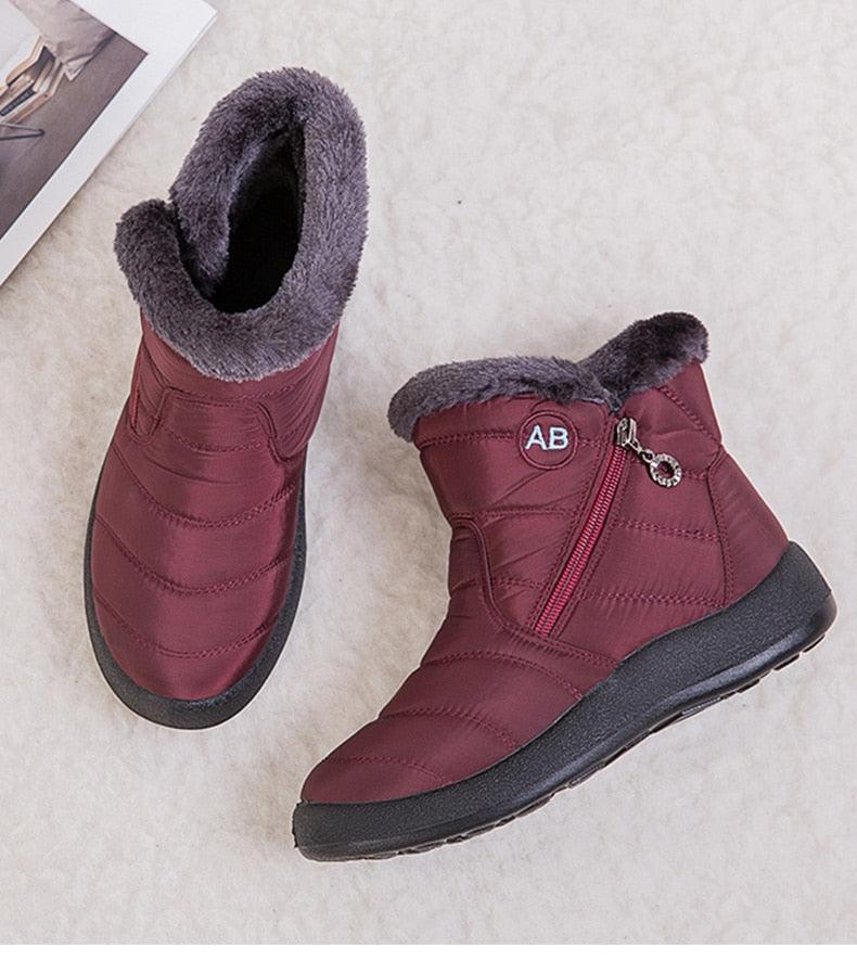 Fashion Womens Waterproof Boots Snow Boots For Winter Casual Lightweight Ankle Warm Winter Boots Fur Lined Warm Ankle Boots Slip On Waterproof Outdoor Booties Comfortable Shoes For Women
