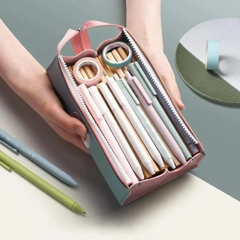 Funny Cartoon Pencil Case Vintage Large Capacity Pencil Bag For Students Retro Washable Zipper Simple School Case Box Pencil Organizer For Kids